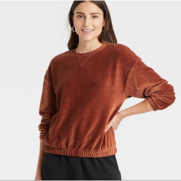 A New Day Tops - Women's A New Day Rust Corduroy Sweatshirt M